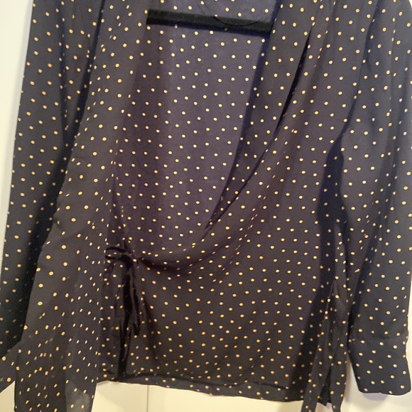 Zara Basics Women’s size XS Navy Wrap Blouse Top - Picture 4 of 8